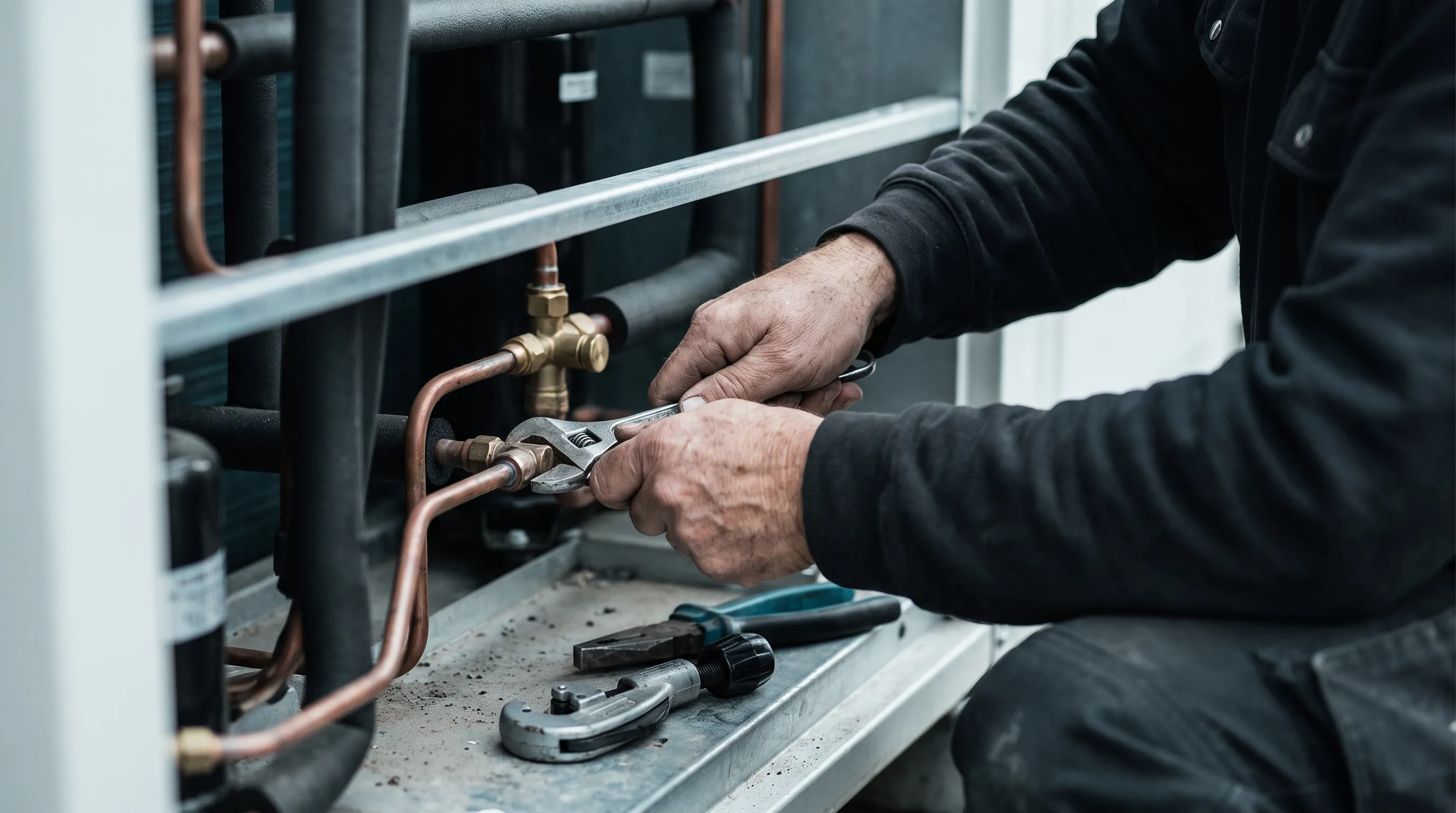Serviço técnico em andamento